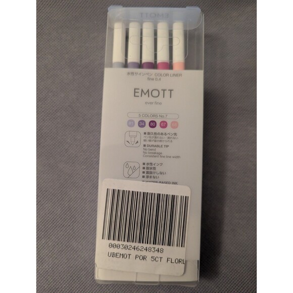 Uni Uniball Emott Ever Fine No. 7 Set Water-based Pen 5 Colors Set New - Picture 2 of 2